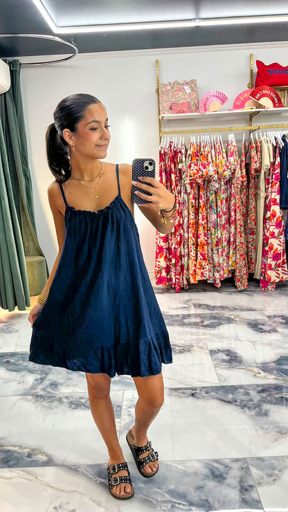 Robe LOLA gaze de coton bleu marine