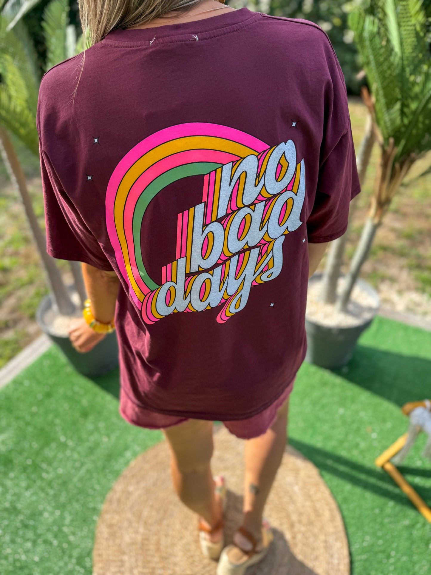 T-shirt NO BAD DAY bordeaux