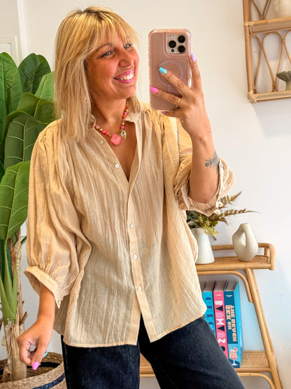Blouse MAÉ voile de coton beige
