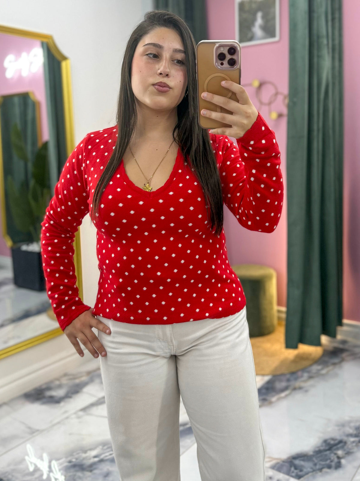 Pull POLKA rouge