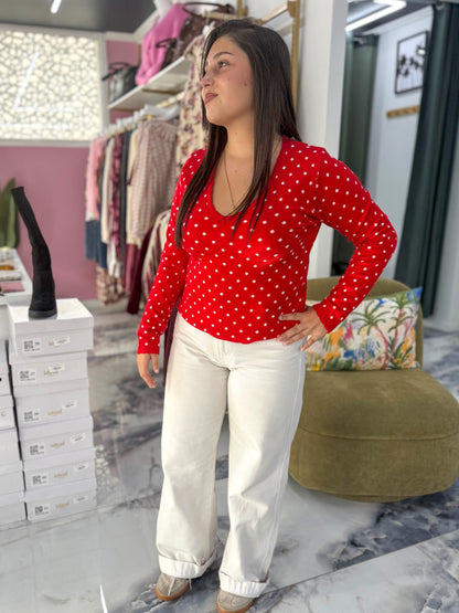 Pull POLKA rouge