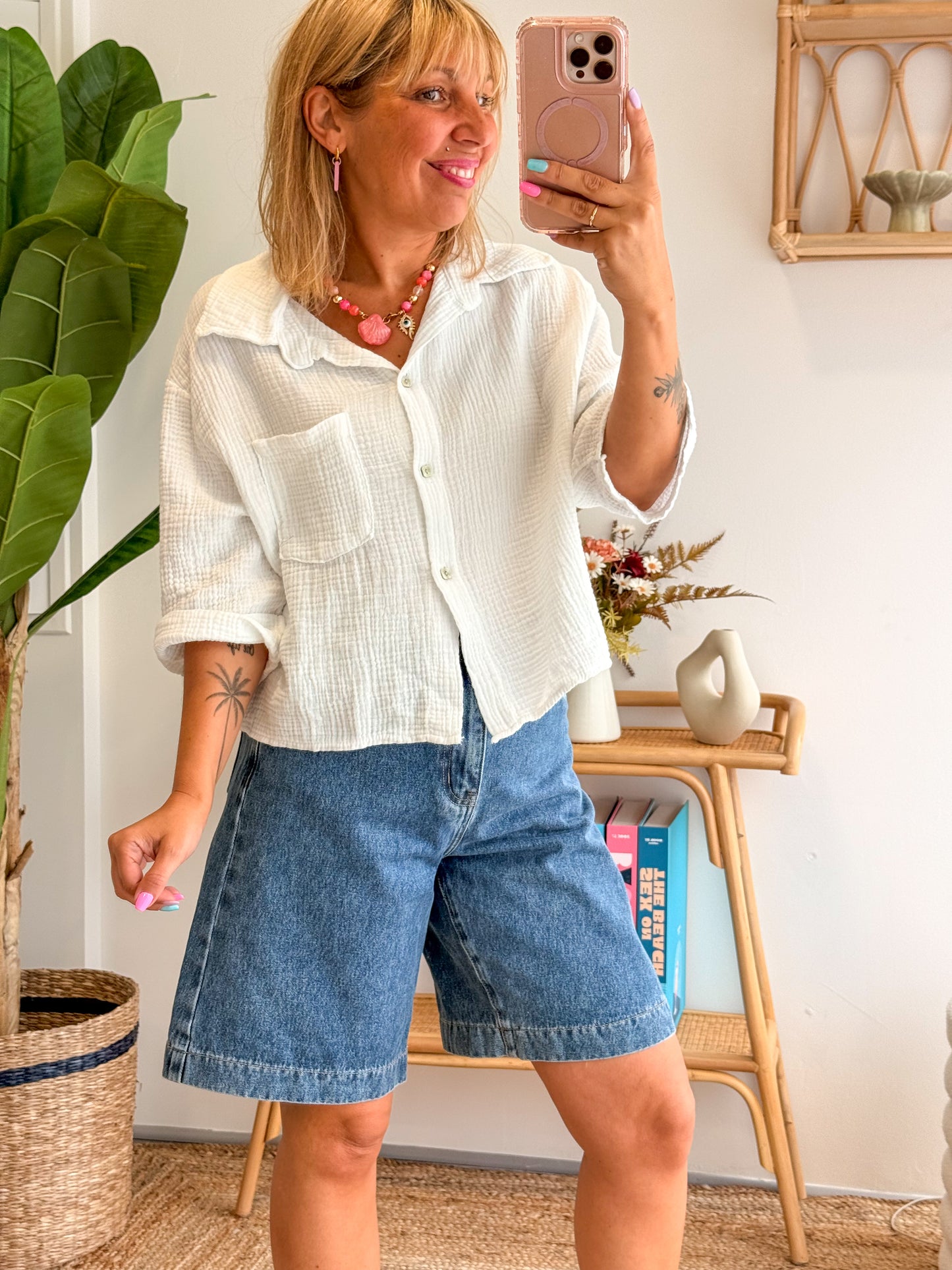 Chemise SWEET gaze de coton blanc