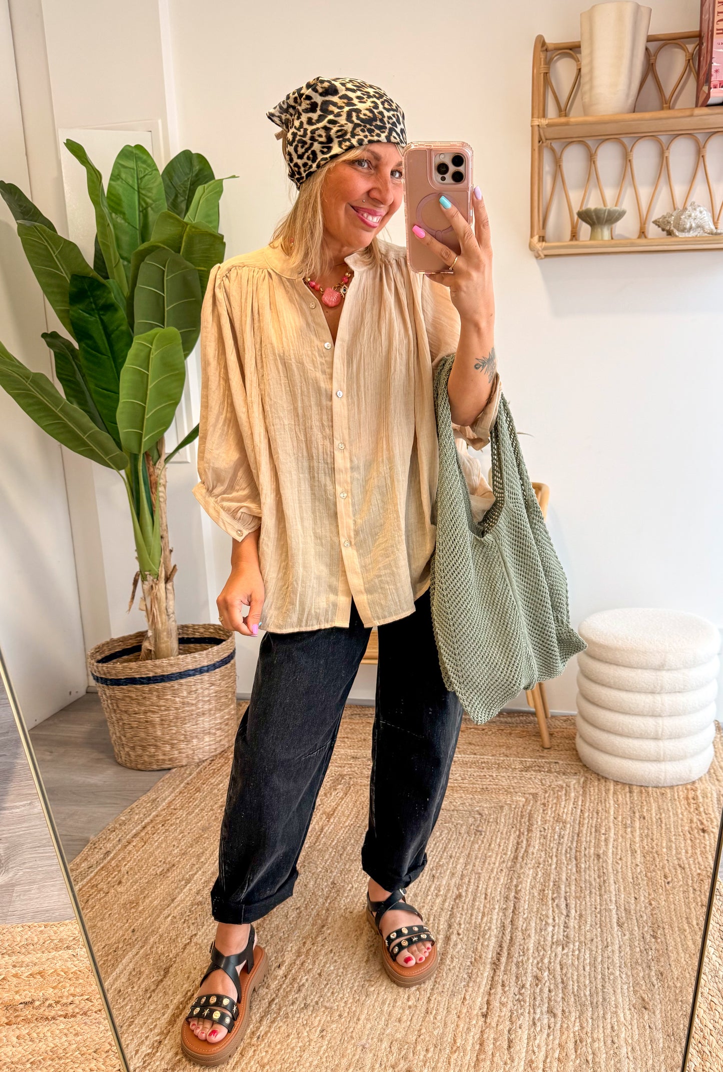Blouse MAÉ voile de coton beige