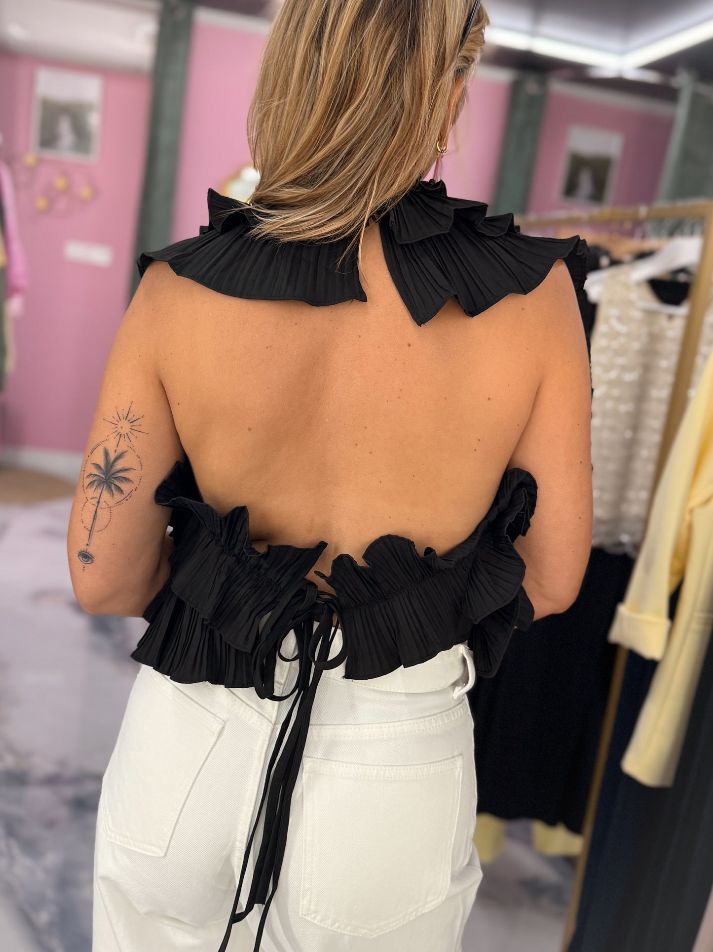 Top ILDA froufrou noir