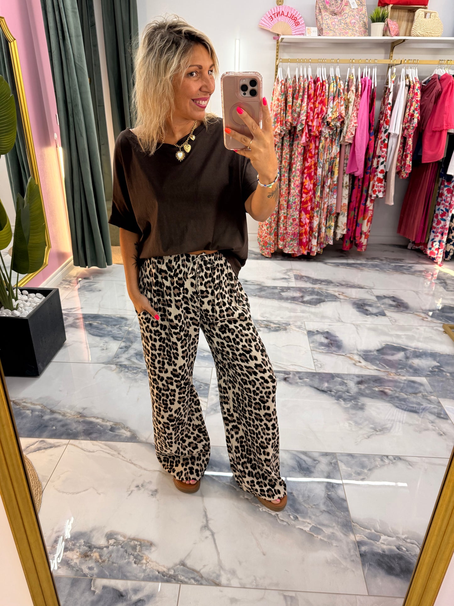 Pantalon gaze de coton LÉOPARD