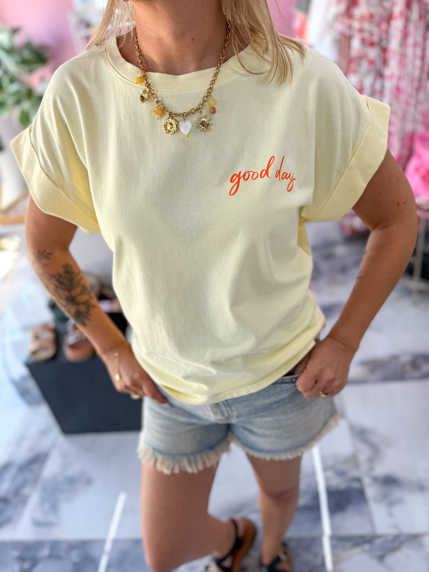 T-shirt GOOD DAY Jaune