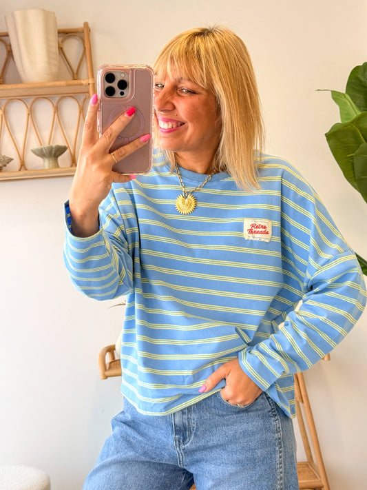 T-shirt manches longues RÉTRO Bleu