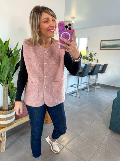 Gilet sans manches CAMELIA rose