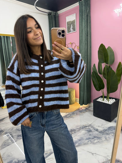 Gilet SUZON bleu /choco