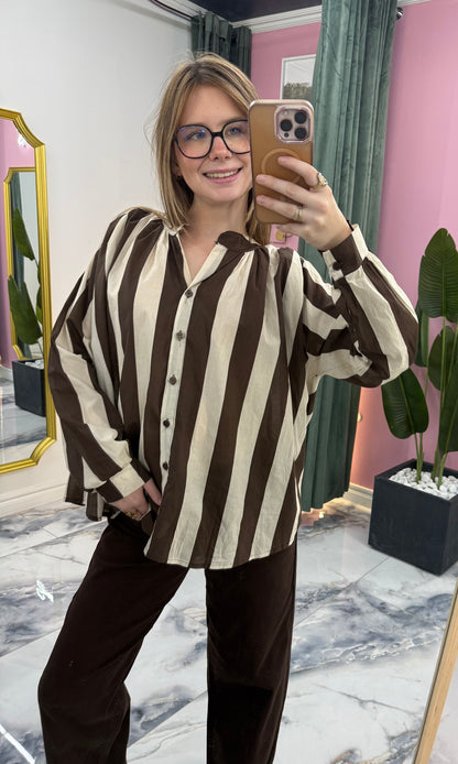 Chemise TARA choco/écru
