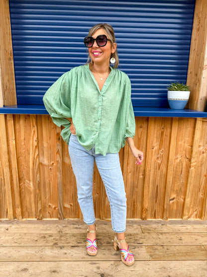 Blouse BELLA VITA vert amande