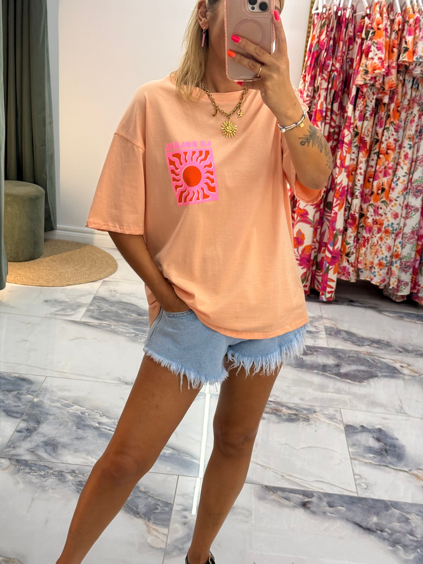 T-shirt LE SOLEIL orange pastel