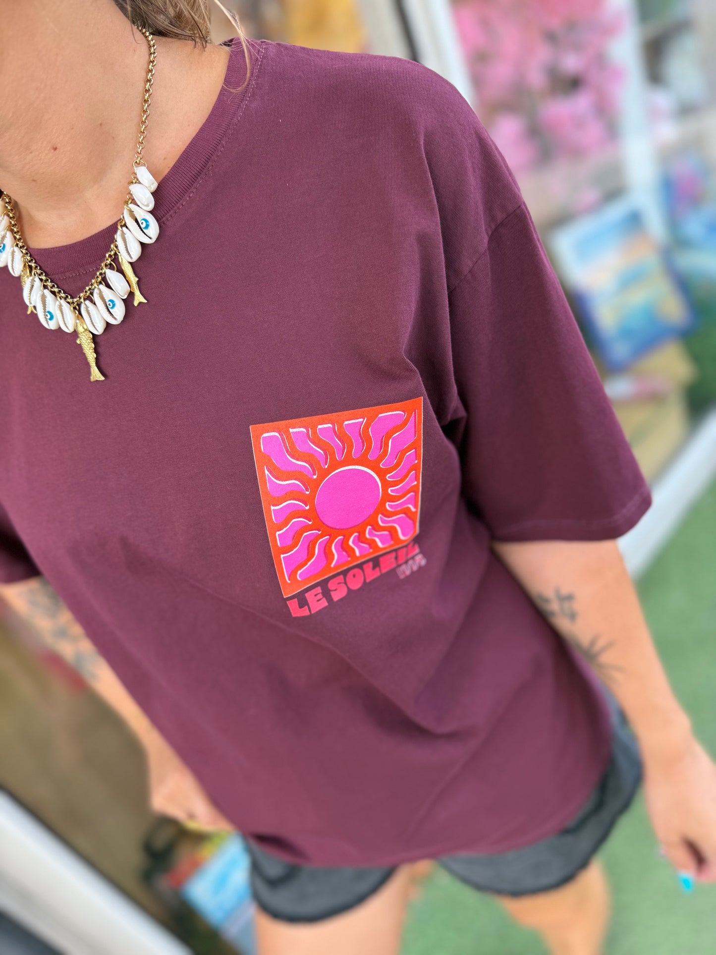 T-shirt SOLEIL bordeaux