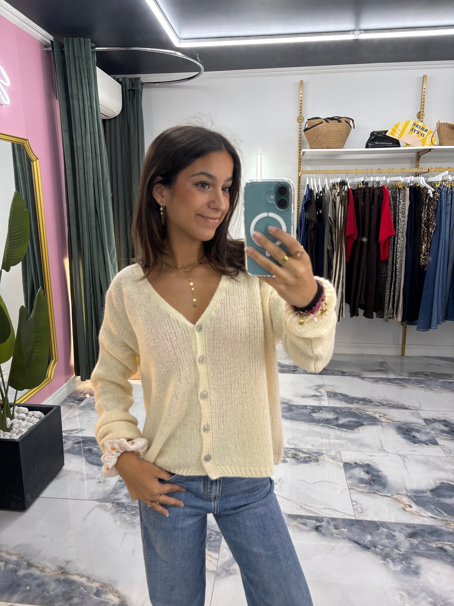 Gilet col V EMMY beige