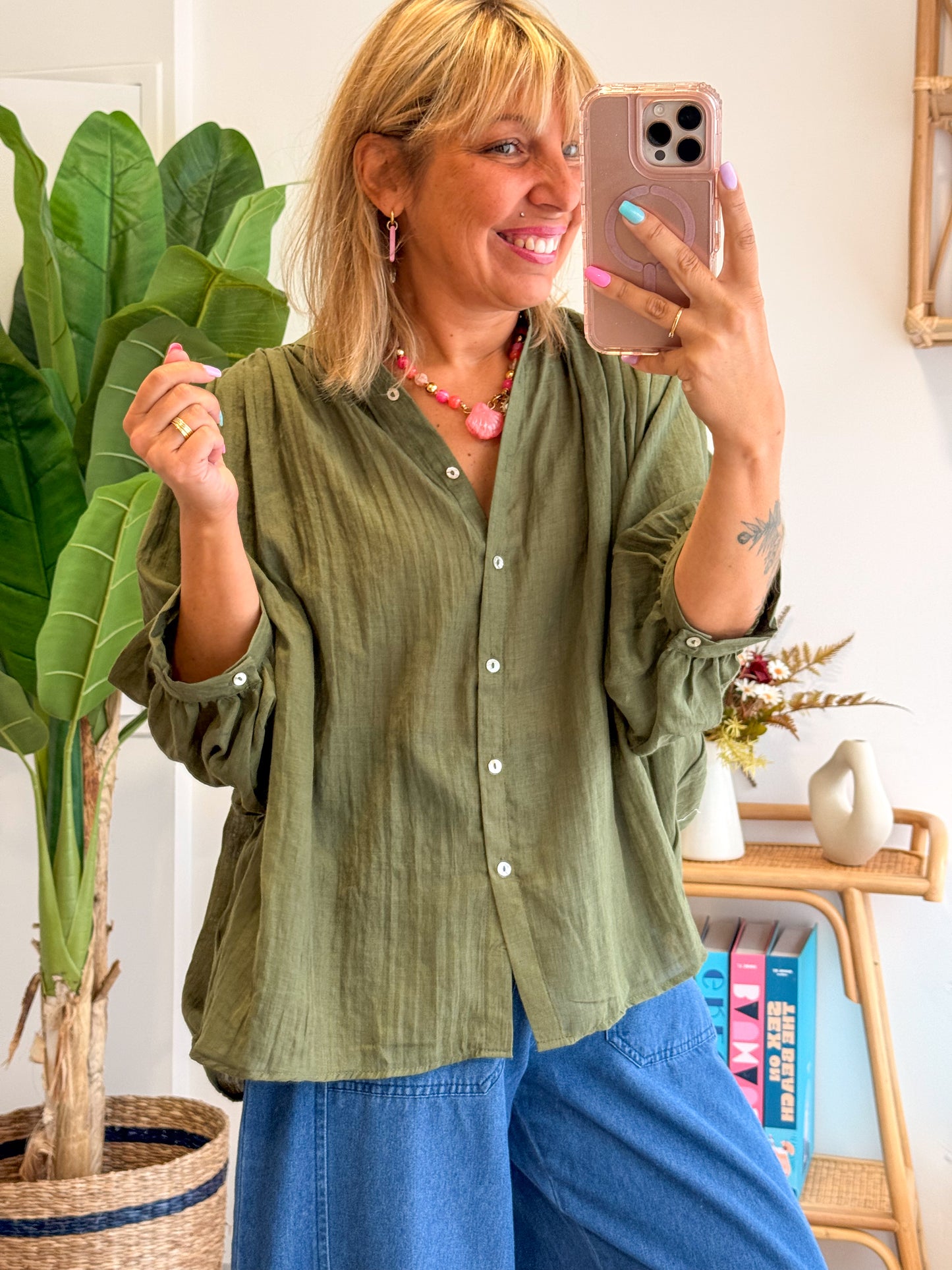 Blouse MAÉ voile de coton kaki