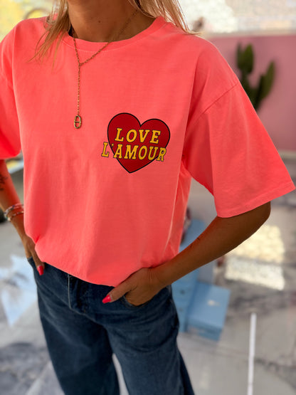 T-Shirt LOVE  L’AMOUR corail