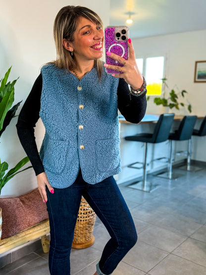 Gilet sans manches CAMELIA bleu