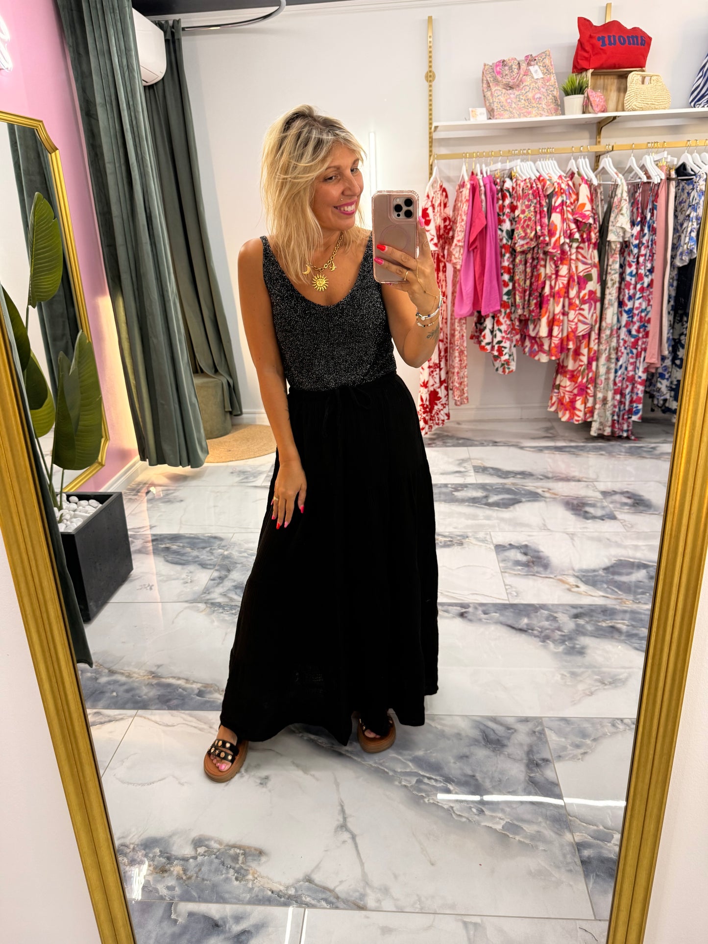 Jupe GARANCE gaze de coton noir