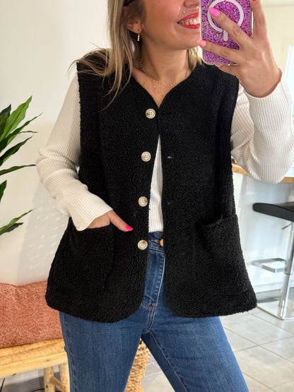 Gilet sans manches CAMELIA noir