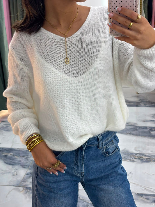 Pull COCO Alpaga blanc