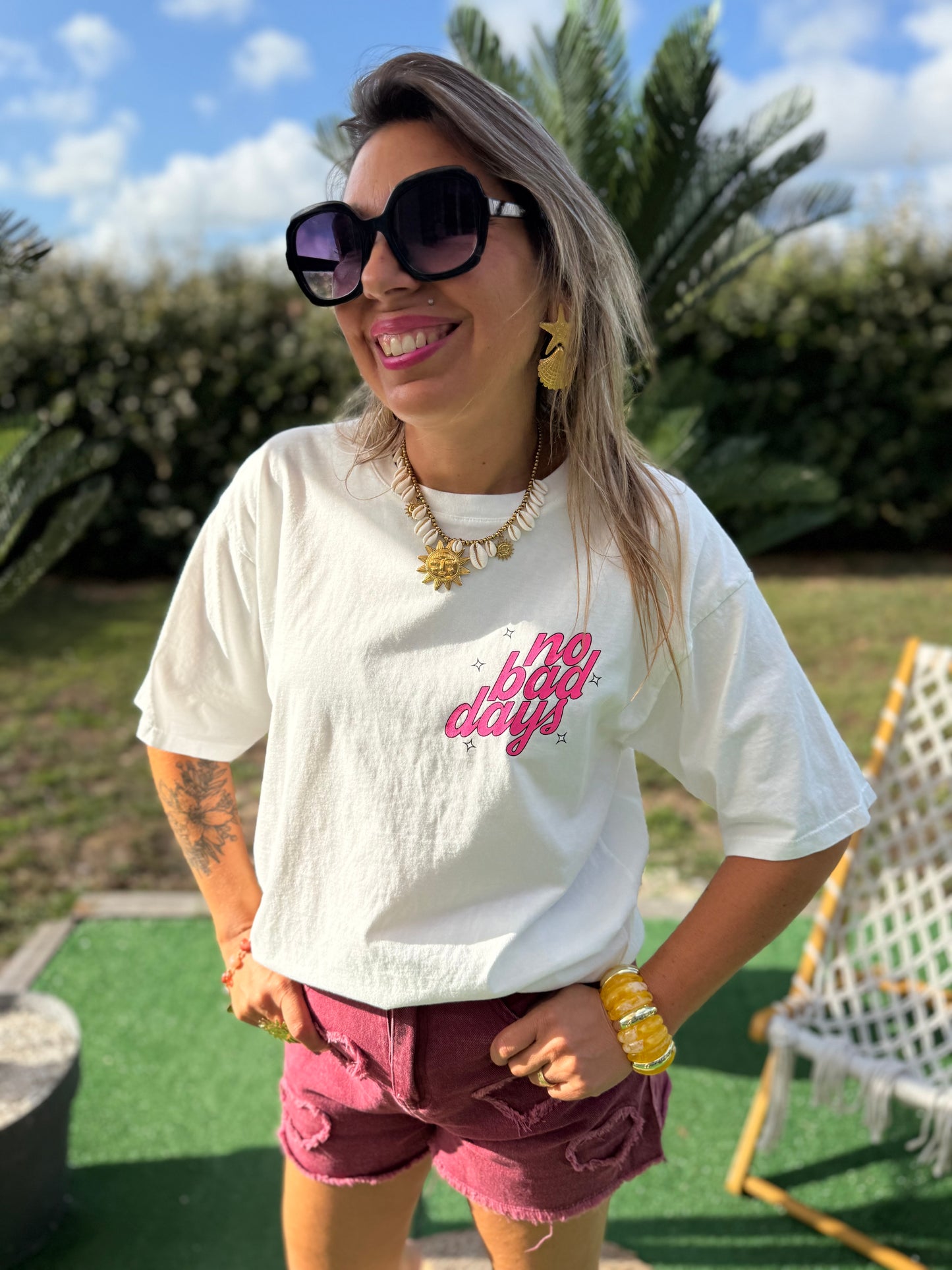 T-shirt NO BAD DAY blanc