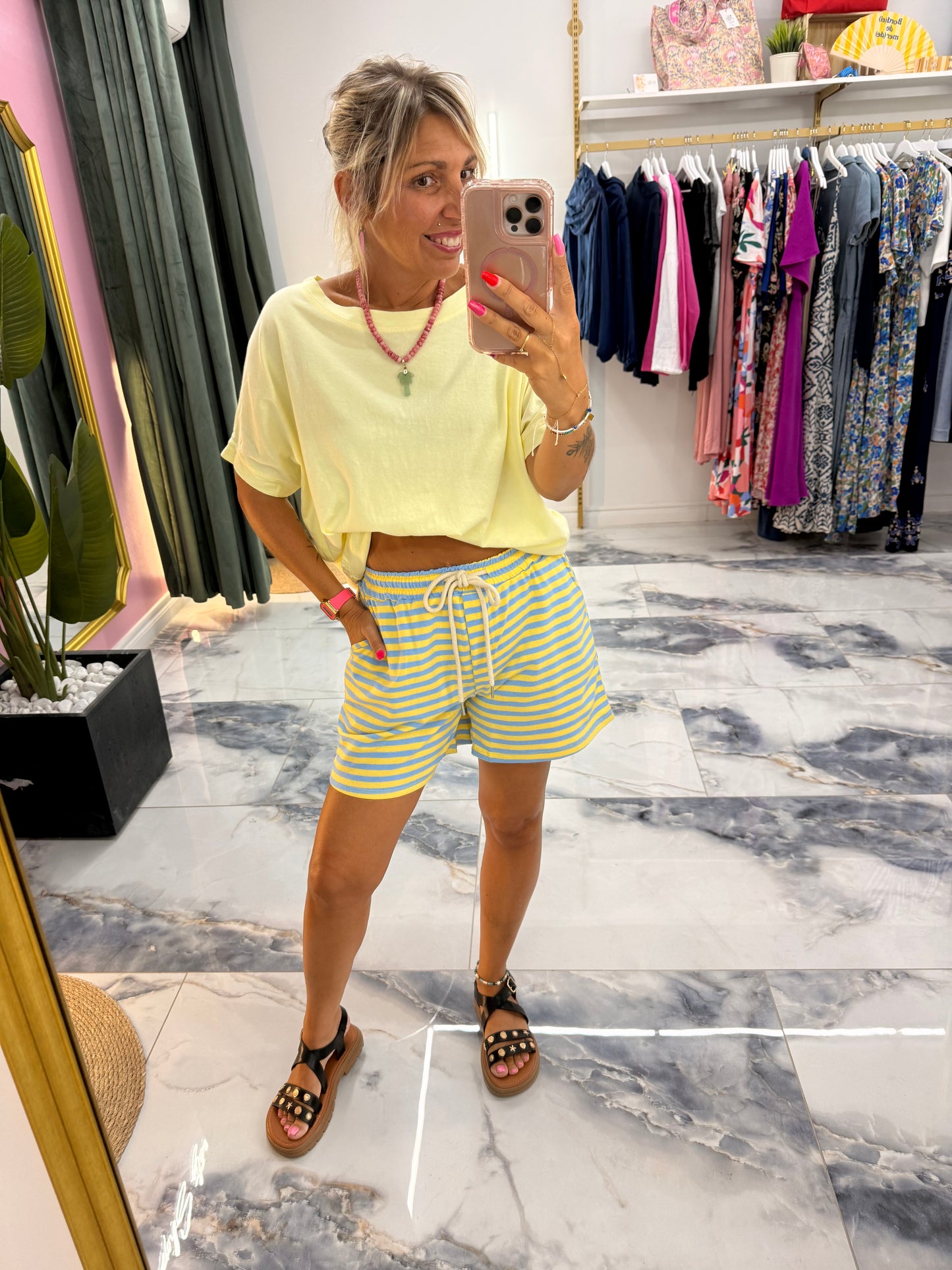 Short SORBET bleu/jaune