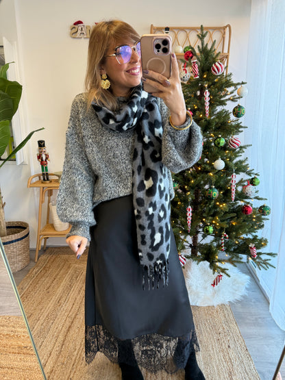 Écharpe LÉOPARD grise