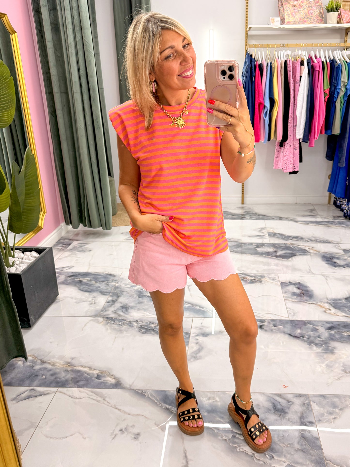 Débardeur MARILOU rose-orange
