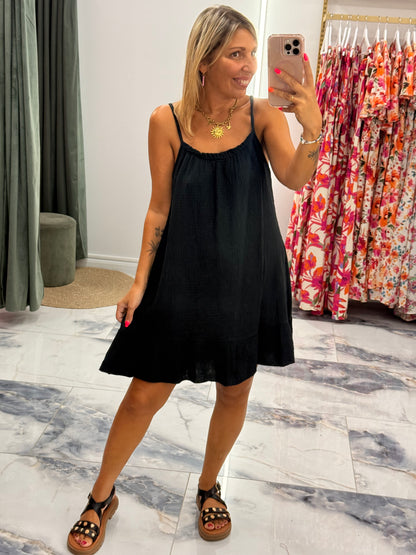Robe LOLA gaze de coton noir