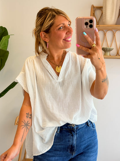 Blouse CAPRI voile de coton blanc
