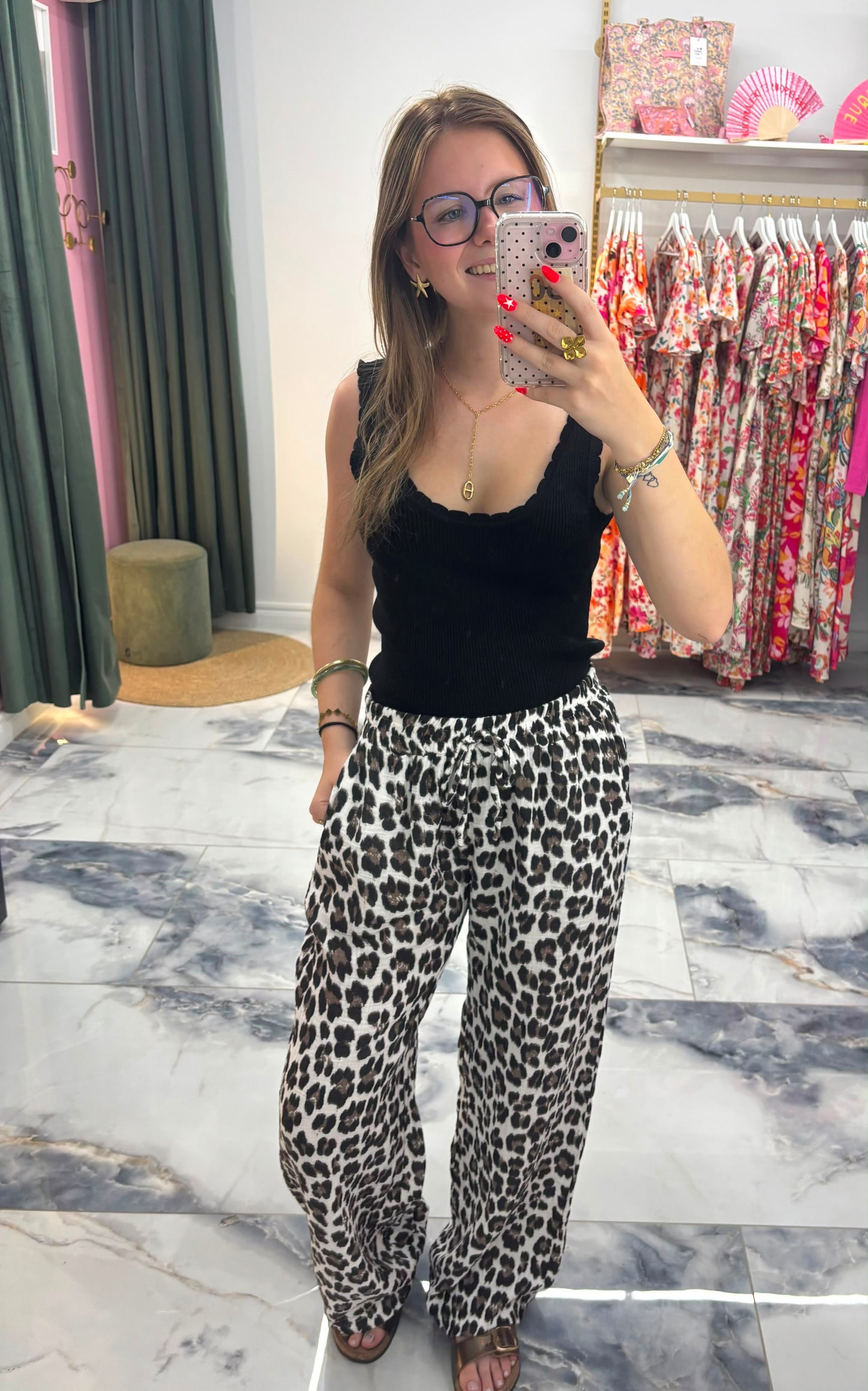 Pantalon gaze de coton LÉOPARD