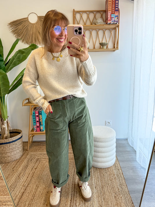 Pantalon ROMA VELOURS Kaki