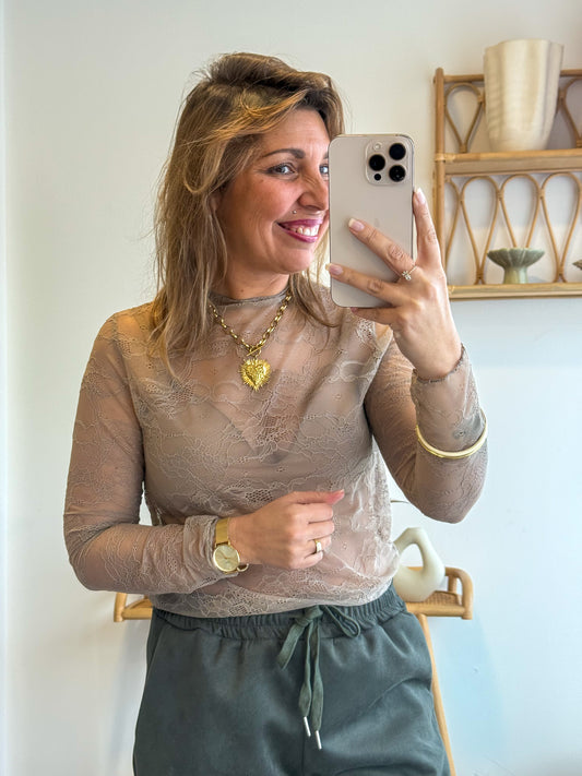 Top DENTELLE taupe
