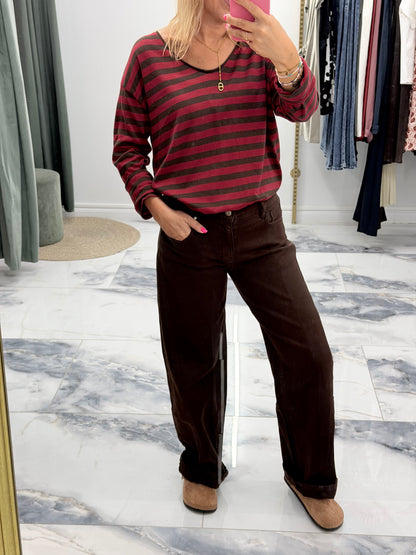 T-shirt Marinière SUZIE Bordeaux /choco