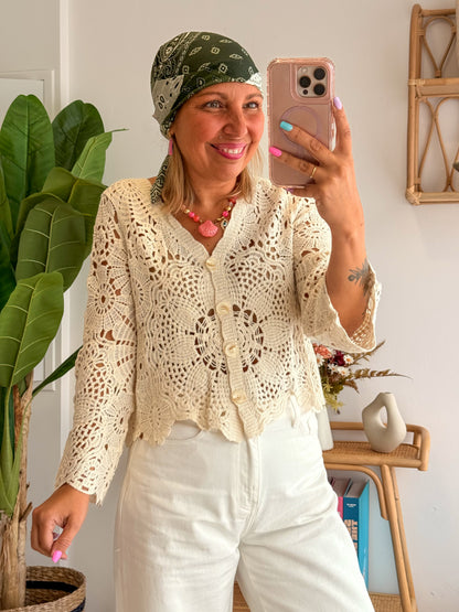 Gilet Bohême JULIE écru