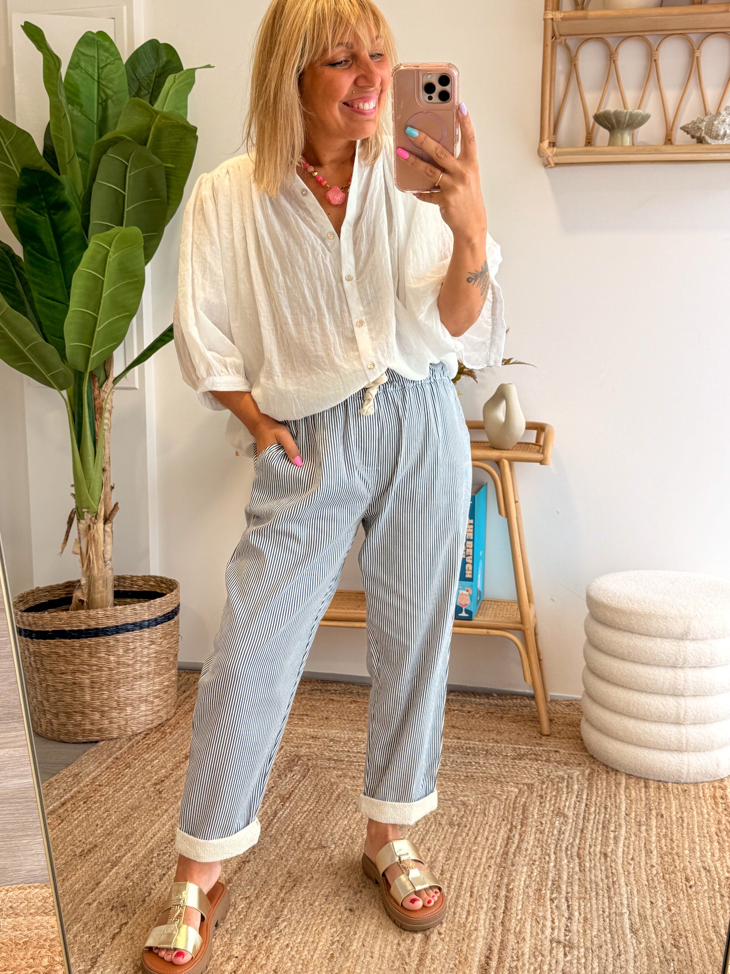 Pantalon ANAÏS rayures marine