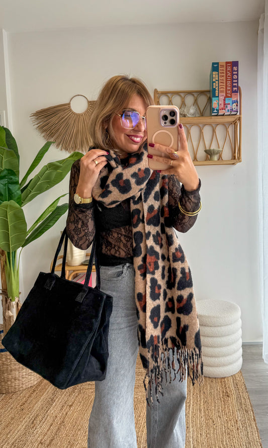 Écharpe LÉOPARD camel