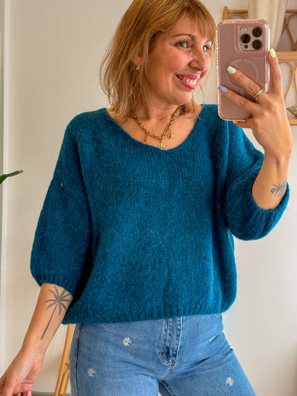 Pull DOUCEUR Bleu pavone