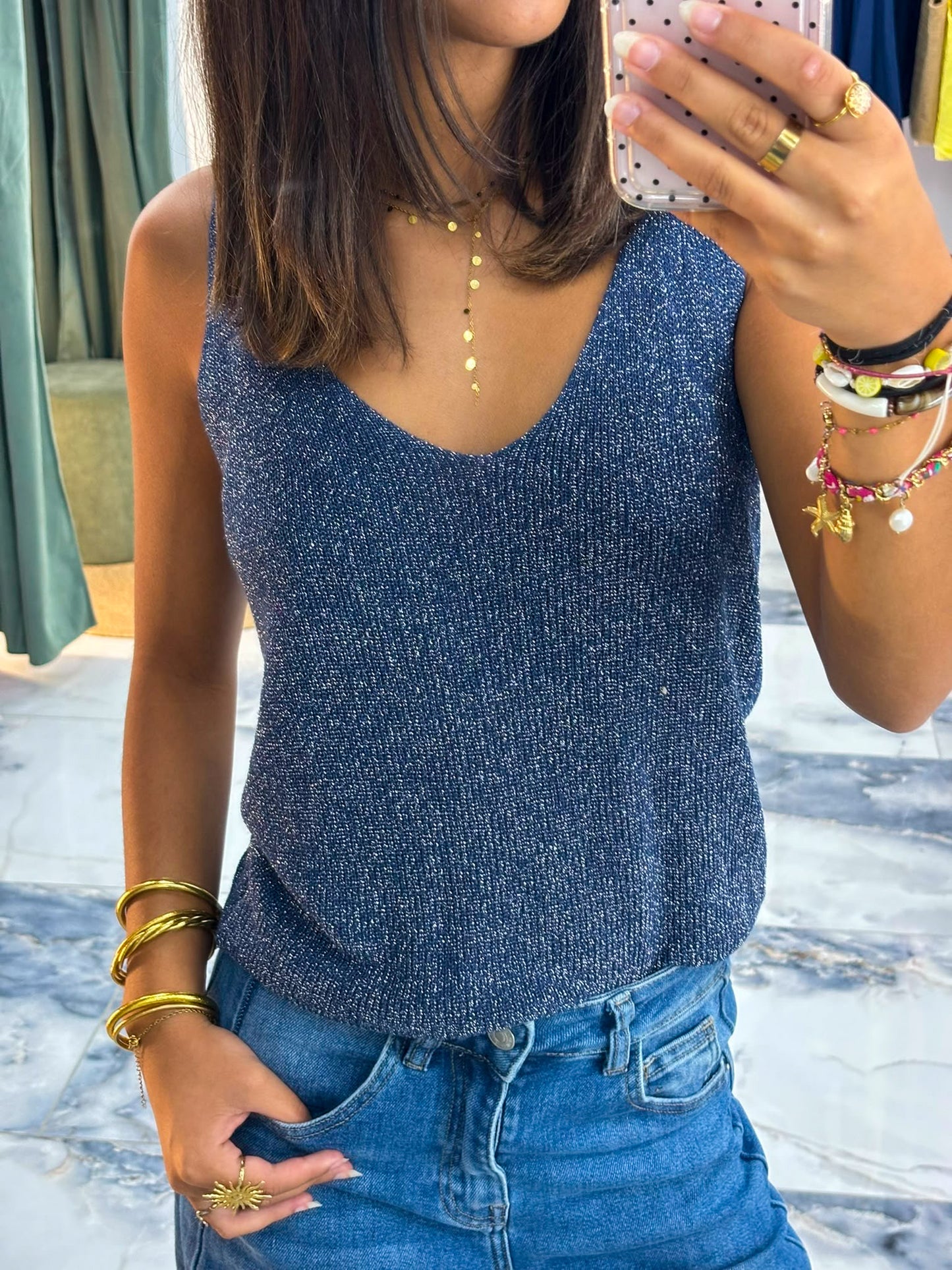 Top SHINE bleu marine