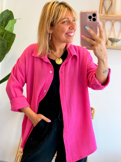 Chemise JEANNE gaze de coton fushia