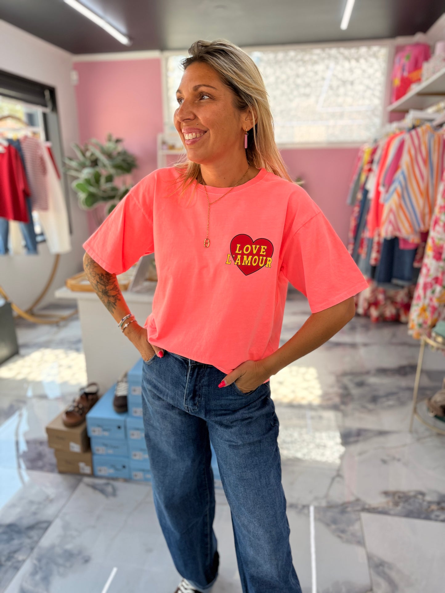 T-Shirt LOVE  L’AMOUR corail