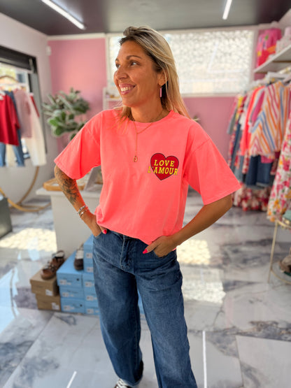 T-Shirt LOVE  L’AMOUR corail
