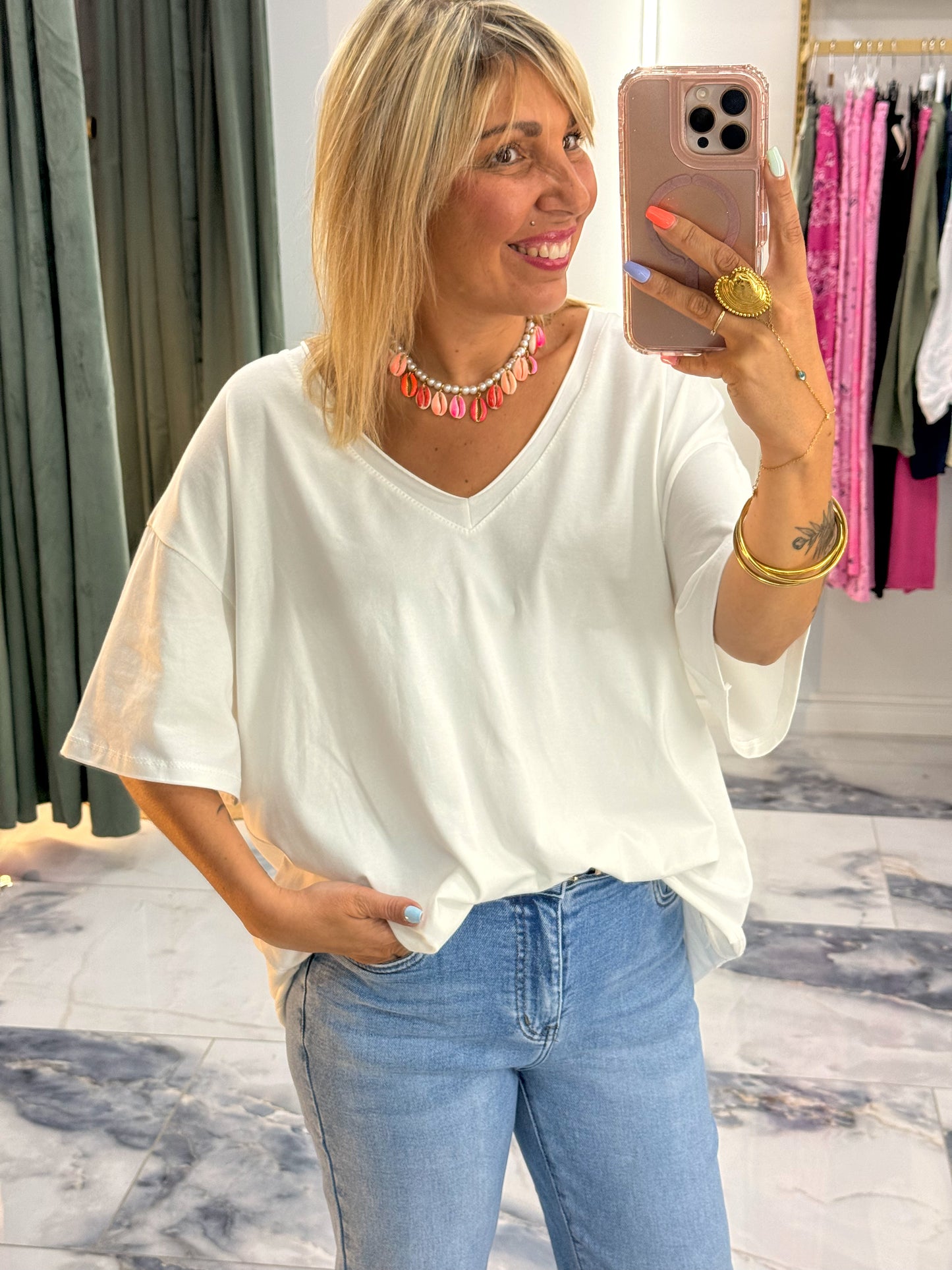 T-shirt CŒUR dentelle blanc