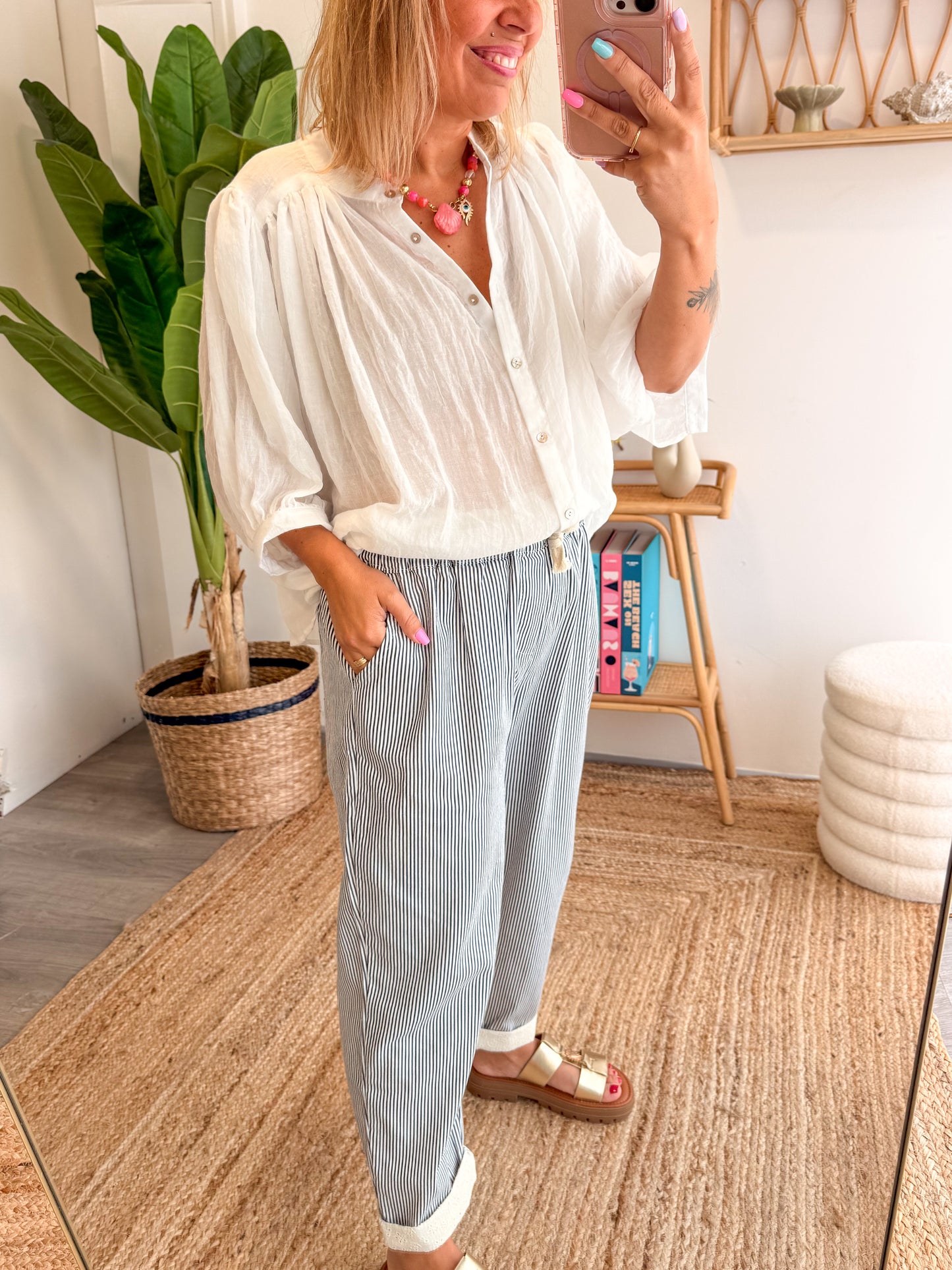 Pantalon ANAÏS rayures marine