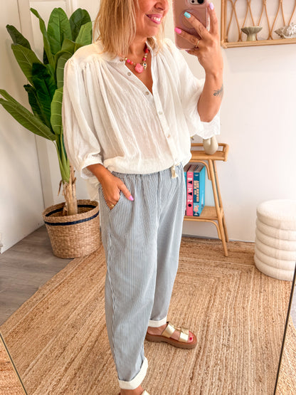 Pantalon ANAÏS rayures marine