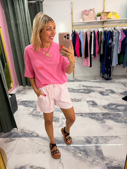 Short LOLY rayures rose