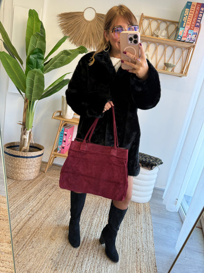 Sac LÉA suédine bordeaux