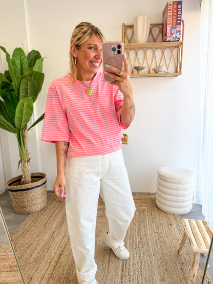 T-shirt ELISE rayé rose