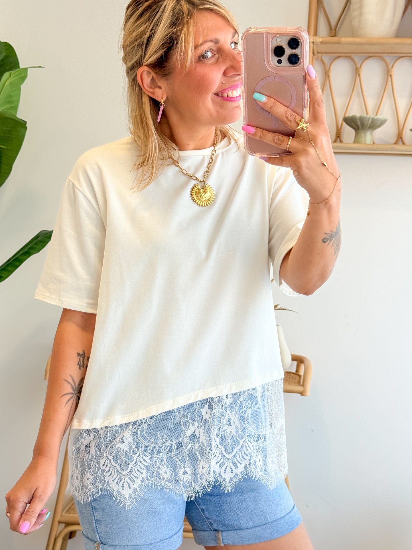 T-shirt DENTELLE blanc
