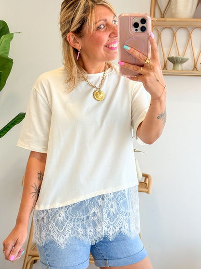 T-shirt DENTELLE blanc